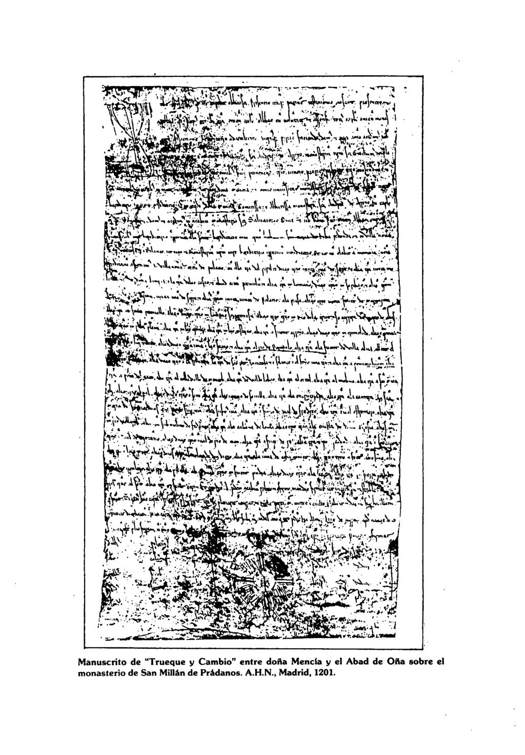 Manuscrito de "Trueque y Cambio" entre doña Menda y el Abad de Oña
