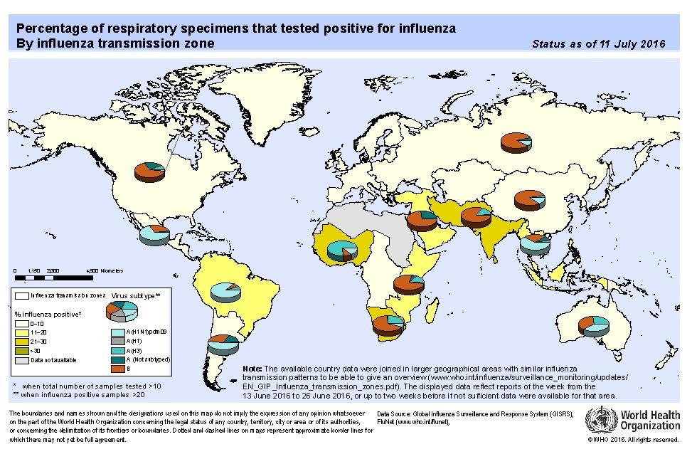 Global Level / Nivel Global Influenza Global Update 267 / Actualización de influenza nivel global 267 In temperate countries in the southern hemisphere, influenza activity increased steadily in the