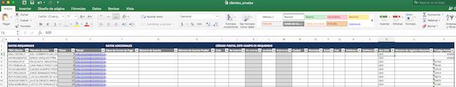 Para importar los clientes del Layout, solo se tiene que guardar el archivo de Excel, cargarlo dando clic en Seleccionar Archivo y para finalizar dar clic en Cargar Archivos (2).