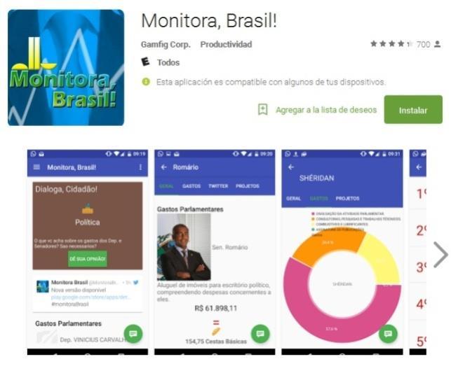 App destacadas en Brasil En la página http://www.aplicativos.gov.br/ están disponibles 117 aplicaciones. Monitora, Brasil (10.