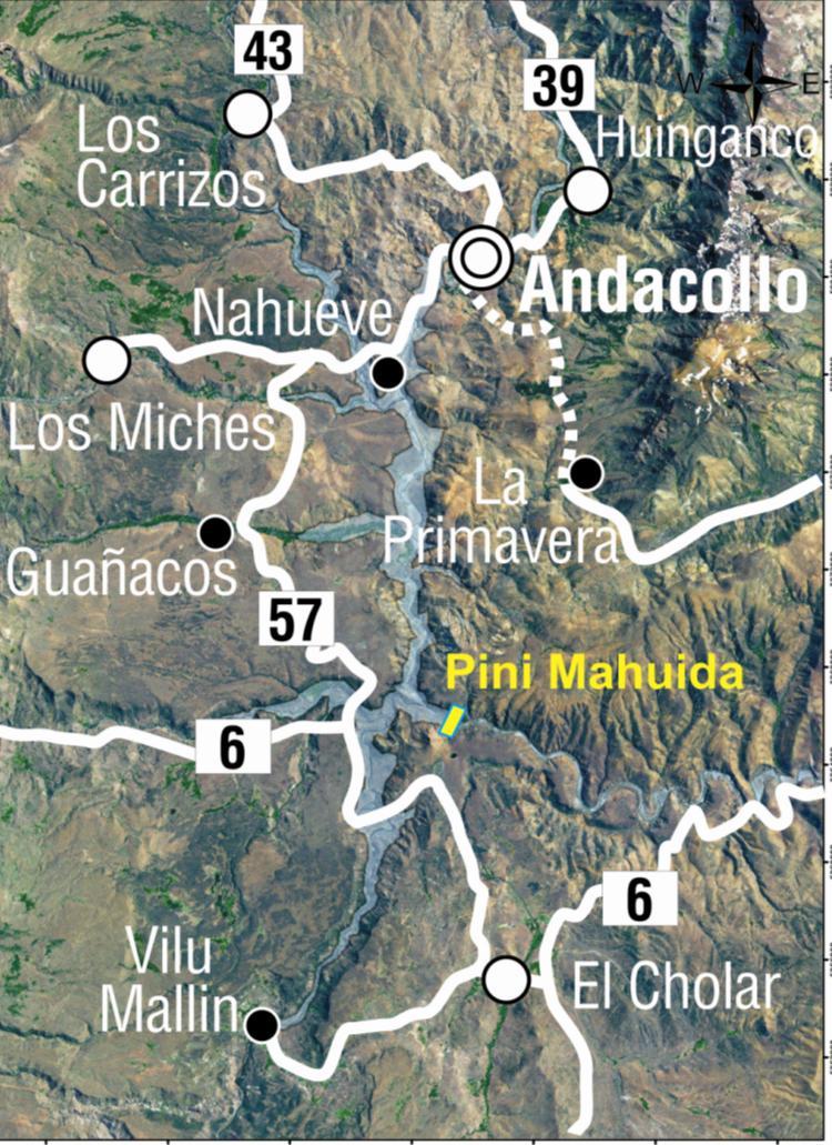 PINI MAHUIDA Río Neuquén Aprovechamiento Pini Mahuida Cota embalse (m.s.n.m.) 1070 Salto (m) 120 Coronamiento (m.s.n.m.) 1073 Caudal Medio (m3/s) 225 Potencia (MW) 457 Generación (GWh) 2000 Coord.