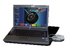 Laptop mit gespeicherter Vermessungssoftware kan x-beliebig in der Werkstatt positioniert werden. Praktischer Einsatz auf Grube mittels zwei flacher Halterungen am Boden befestigt.