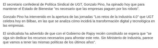 Gonzalo Pino también se refirió al nuevo Gobierno de Mariano Rajoy, que ha empezado con muy mal pie por la decisión de suprimir el Ministerio de Industria e incluirlo en la cartera de Luis de Guindos.