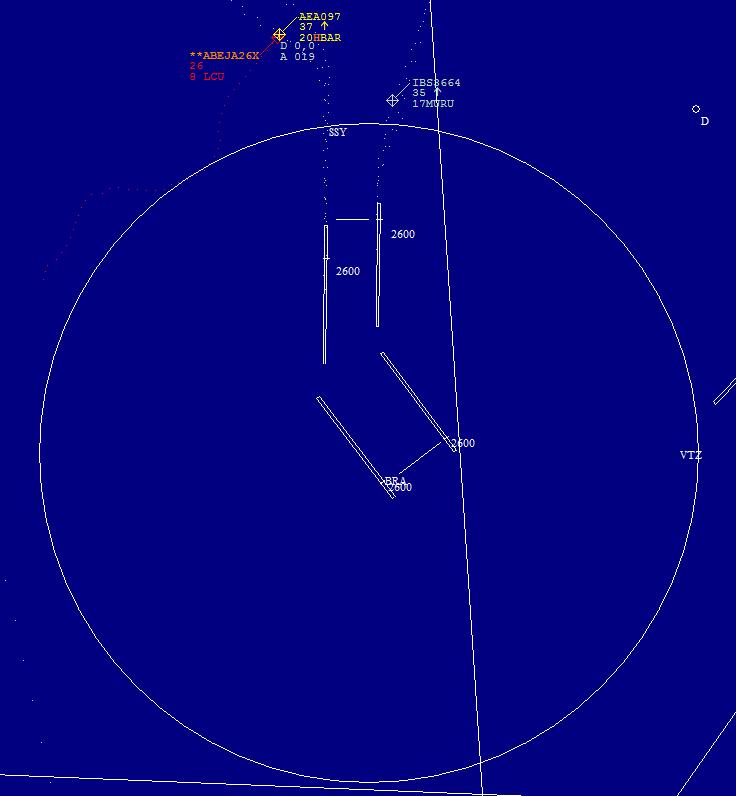 Aeronave 2 **Aeronave 1 26 8 LCU Fig. 8 Posición de las aeronaves a las 15:16:50 15:16:55.- La Aeronave 1 llama a DEP 36L. 15:17:00.- La Aeronave 2 llama a Sector DWN en ascenso a través de 4000 ft.