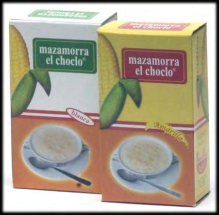 MAZAMORRA Mazamorra de maíz "EL CHOCLO" CARACTERÍSTICAS Producto elaborado a partir de maíz pergamino blanco o amarillo, sometido a procesos de limpieza, seleccionado y trillado.