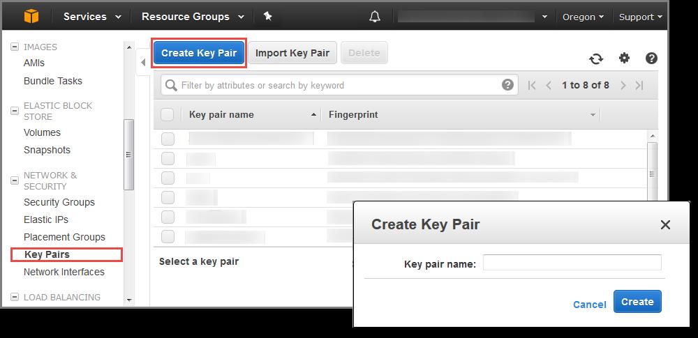 Paso 1. Prepare la cuenta Figura 6: Creación de un par de claves Amazon EC2 utiliza la criptografía de clave pública para cifrar y descifrar la información de inicio de sesión.