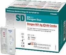 Suero/Plasma 96% 10 CHIKUNGUNYA IgM La prueba SD BIOLINE Chikungunya IgM es un ensayo inmunocromatográfico de fase sólida para la detección rápida, cualitativa y diferencial de anticuerpos IgM de