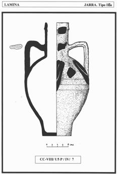 VIII CAMPAÑA DE EXCAVACIONES ARQUEOLÓGICAS EN EL CERRO DEL CASTILLO DE YECLA. MURCIA (1997) El segundo tipo de jarra viene representado por un solo ejemplar.
