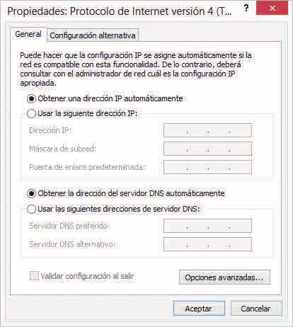 DHCP y la obtención de DNS automática como se muestra en la siguiente imagen: Paso