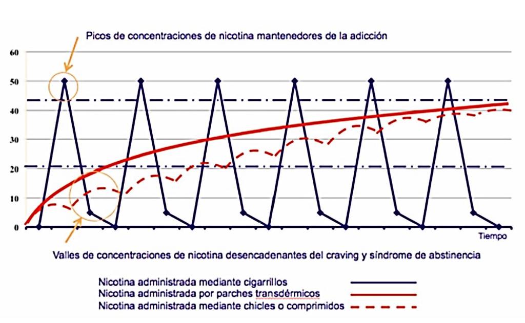NICOTINA CIGARRILLOS VS TSN Picos concentraciones de nicotina mantenedores de la