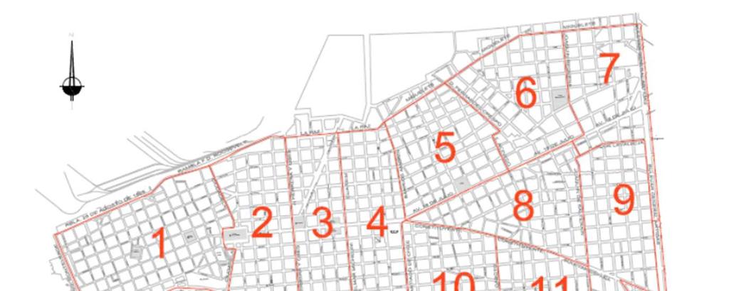Plano 12 recorridos La zona de contrato estará sub dividida en 12 nuevas zonas.
