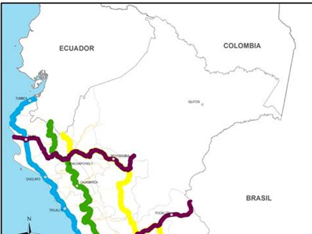 PRINCIPALES CARRETERAS NACIONALES LONGITUDINALES Y TRANSVERSALES* 1. Longitudinal de la costa (2,640.68 Km.) 2.