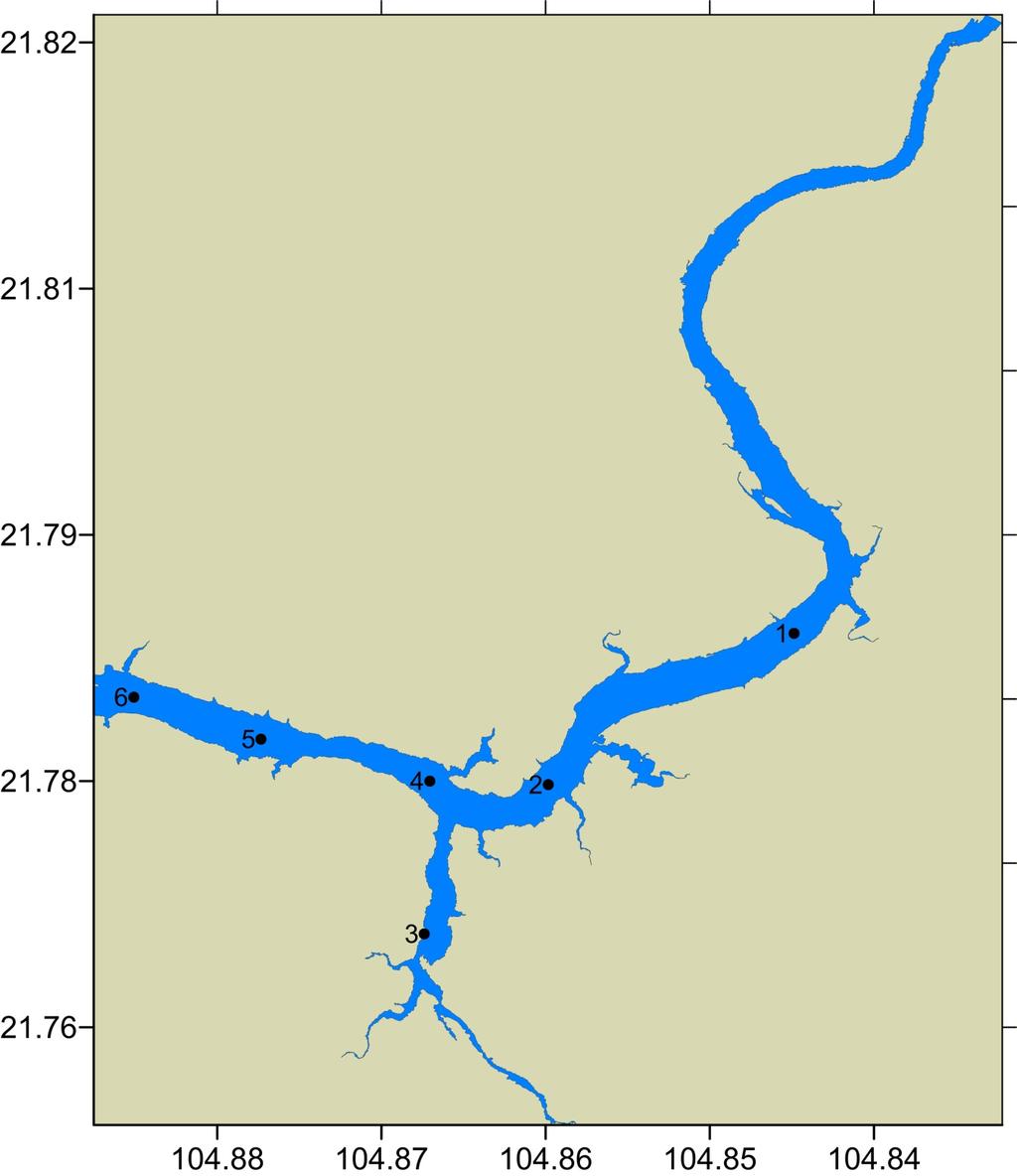 Figura 2. Ubicación de las estaciones de muestreo en la presa derivadora San Rafael.