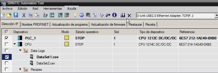 Operaciones de la herramienta 4.10 Cargar y borrar registros en CPU Cargar o borrar archivos de registro 1. Expanda una fila de CPU para que sean visibles las carpetas de registros 2.