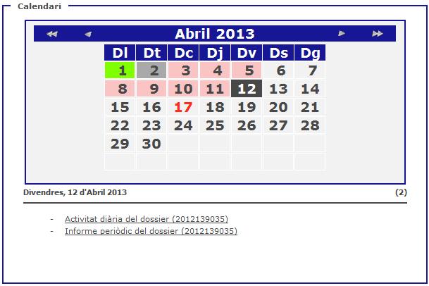 notificacions, així com també es disposa d un calendari per tal de cercar les dates amb tasques pendents.