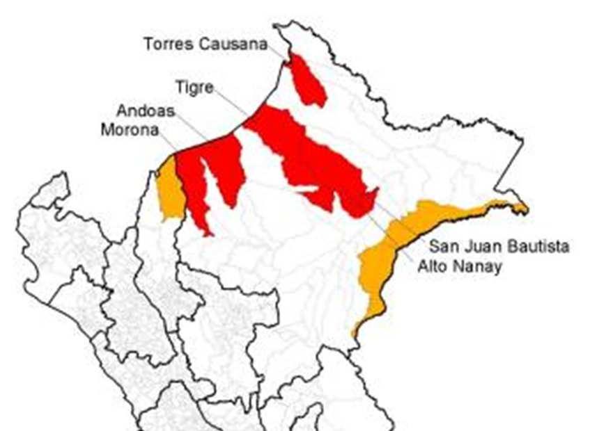 Malaria, distritos en zona epidémica, Perú SE 03-05, 2018 Nivel alto Departamento Provincia Distrito Loreto Maynas Alto