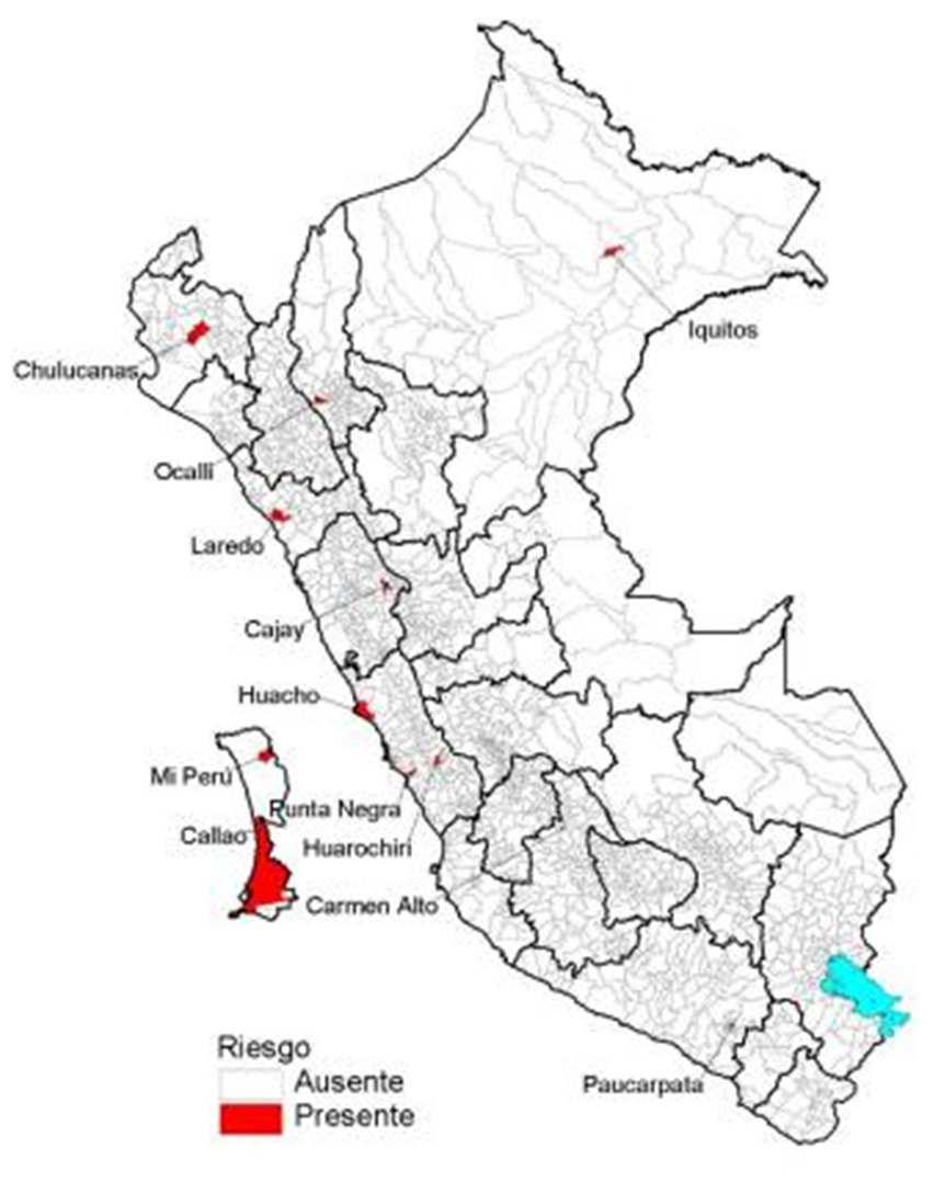 Tos ferina, por Distritos Perú SE 05, 2018 Lugar probable de infección SE de inicio de síntomas Criterio de riesgo SE 05 Departamento Provincia Distrito 51 52 1 2 3 4 5 Amazonas Luya Ocalli 1 Ancash