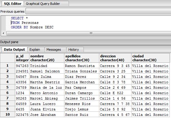 SQL ORDER BY ORDER BY DESC Ahora vamos a seleccionar a todas las personas de la tabla pero mostrandolas en un orden