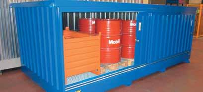 MÓDULOS DE ALMACENAMIENTO EXTERIOR Depósitos de exterior para el almacenamiento de contenedores y barriles Diseño pensado para el trasiego de líquidos de barriles a pequeños recipientes.