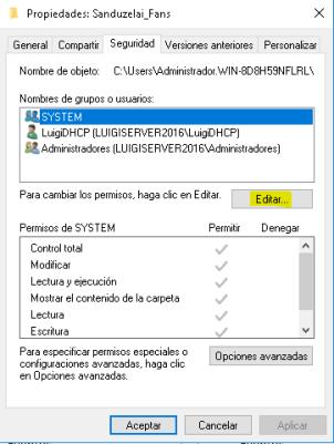 5. Por defecto, Windows Server 2016 bloque el acceso al directorio, por tanto,