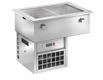 Cuba de mantenimiento de congelados Para el mantenimiento y exposición de congelados, helados envasados o a granel durante el servicio. Fabricada en acero inoxidable AISI 304 18/10.