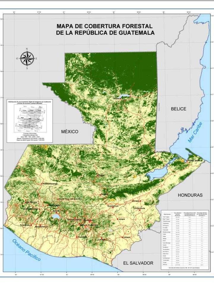 Ubicación de la cobertura forestal de la República Fuente: IDEMAYA. No hay recurso hídrico, sin cobertura forestal.