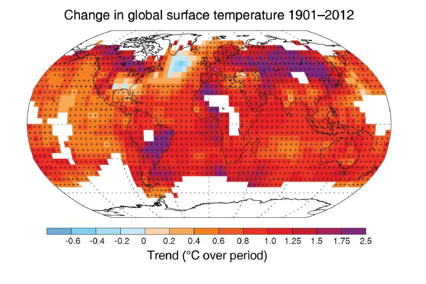 Cambios en la Atmósfera Cambio en temperatura anual media 1901-2012 Delegación Territorial de