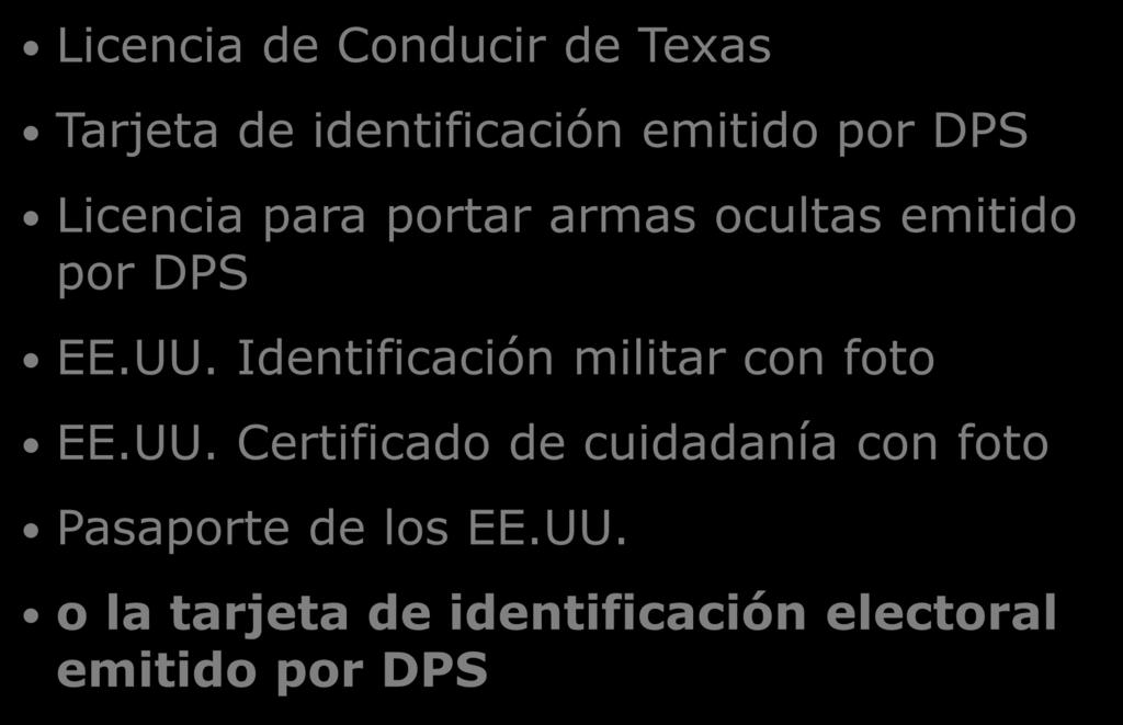 Licencia de Conducir de Texas Tarjeta de identificación emitido por DPS Licencia para portar armas ocultas emitido por DPS EE.UU.