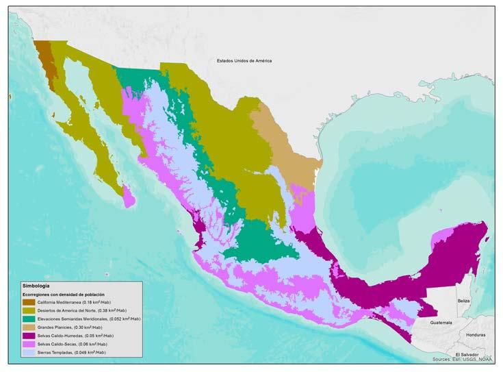 Densidad de población y localidades rurales por ecorregiones de México Conabio, 2008 Conabio, 2008