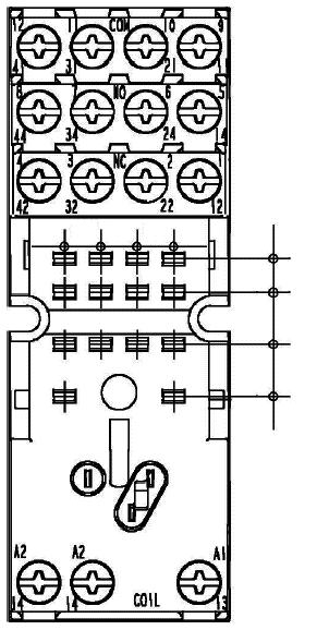 Base Dimensiones Disposición de terminales/ conexiones internas (vista superior)/ taladros de montaje PYF-ESN 7