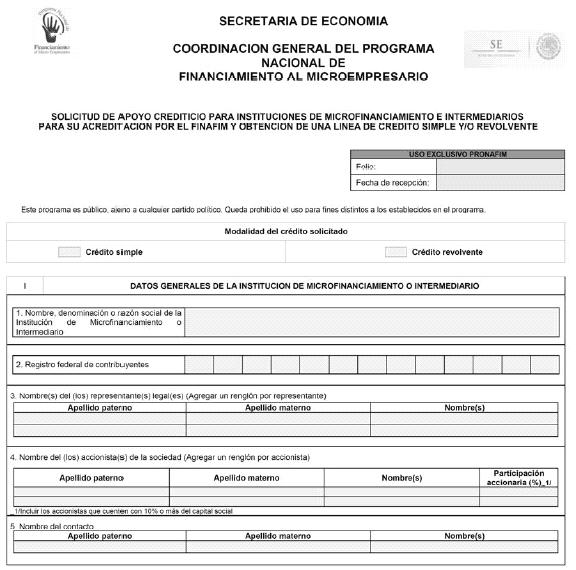 Jueves 28 de febrero de 2013 DIARIO OFICIAL (Tercera Sección-Vespertina) ANEXO 2. SOLICITUDES DE LOS APOYOS DEL PROGRAMA NACIONAL DE FINANCIAMIENTO AL MICROEMPRESARIO PARA EL EJERCICIO FISCAL 2013. 1.