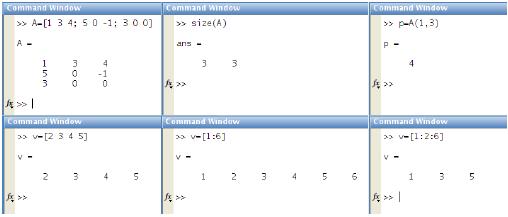 Figura 3.1: Superior-Izquierda: En el siguiente ejemplo definimos una matriz A de 3 filas y 3 columnas (3 x 3), escribiendo los elementos que constituyen sus filas.