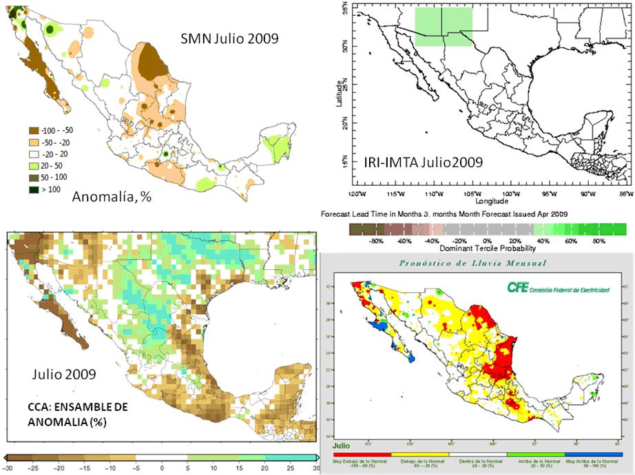 Centro de Ciencias de la Atmósfera, UNAM Sinaloa, Durango, Chihuahua y Sonora por arriba de lo normal, centro del país normal a ligeramente por arriba de lo normal.