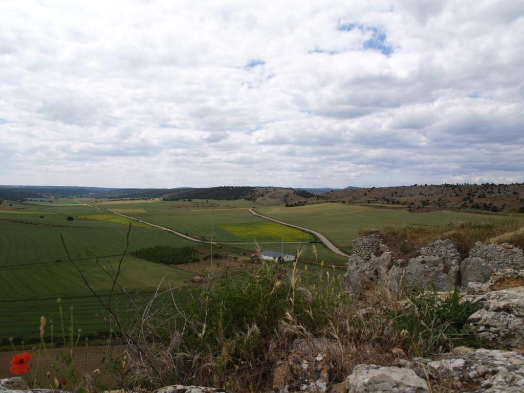 Zona Calatañazor y Fuentona de Muriel Panorámica del valle de Abioncillo, sobre conglomerados, arenas y limos rojizos del Paleógeno, desde el castillo de