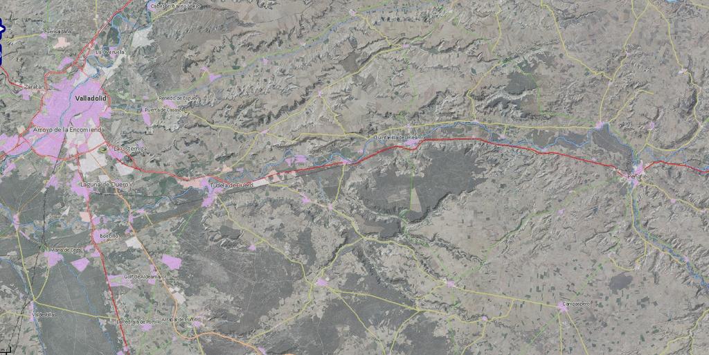 De Valladolid a Peñafiel a vista de avión: ortofoto-mapa Secano Regadío
