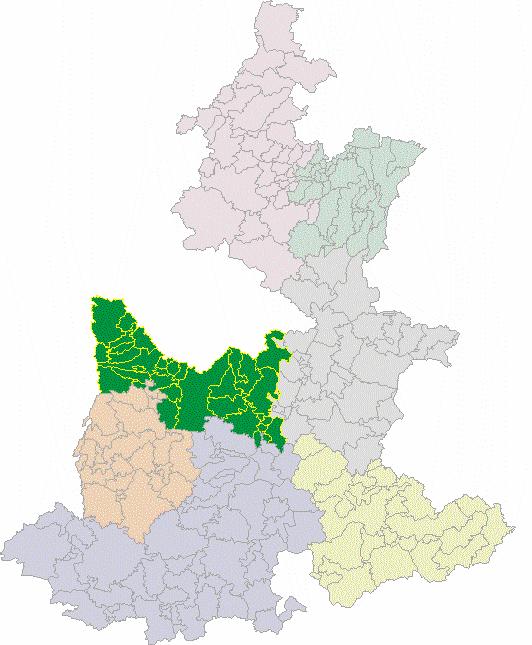 Ubicación n de la Región n Angelópolis ( % de Población en el Estado ) Angelópolis 45 % Sierra Norte 12 % Sierra