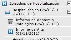 Figura 16. Episodios de Urgencias Episodios de hospitalización: Se muestran los episodios de hospitalización del usuario.