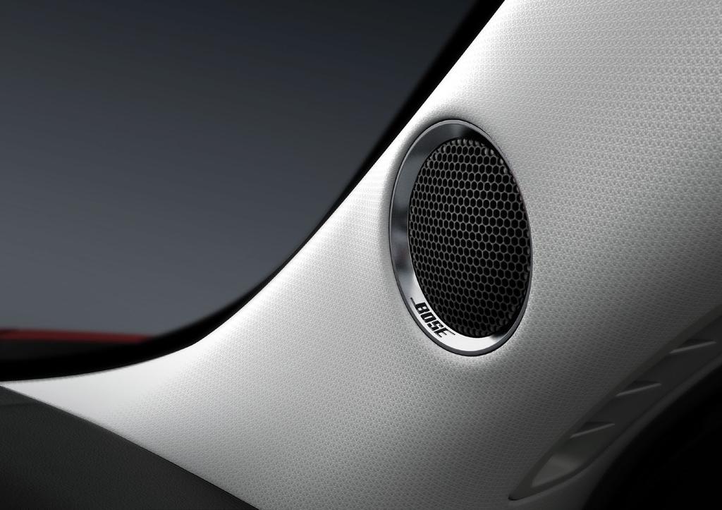 SONIDO SOFISTICADO Los diseñadores de Mazda trabajaron con los diseñadores de Bose y conjuntaron sus ideas para lograr un sistema de sonido envolvente con 10 bocinas* dentro de la cabina de Mazda