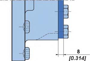 de espejo Refuerzo de las juntas y, en el caso de un motor sin freno, una placa posterior reforzada (R25 - espesor de 5 [0.594] en lugar de 6 [0.237]).