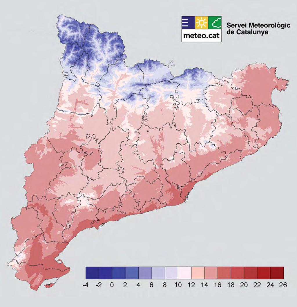 Catalunya 3 9 Mapa de temperatura mitjana anual en Cº. 4. Biodiversitat Situació actual del Pla d espais d interès natural (PEIN) i xarxa Natura Situació a 3.