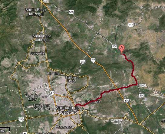 Ubicación de la UEA. Es cercana a la comunidad de Amazcala en el Marqués, Qro; aproximadamente a 26 kilómetros la ciudad de Querétaro.