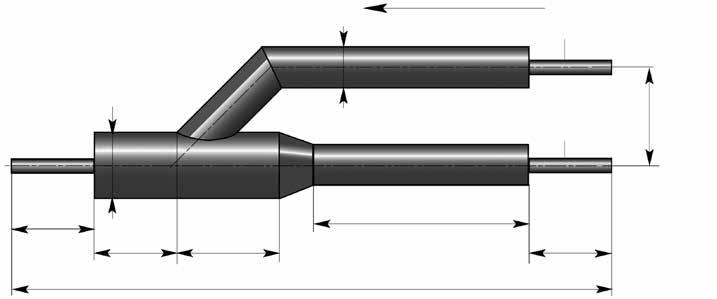Tubo en Y Calefacción 6 bares 1.345 Vista: A-A Observación: en los tubos UNO, la dirección de alimentación (VL) siempre es hacia D UNO VL (derecha) la derecha, y en los tubos DUO, siempre hacia abajo.