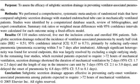 El uso de ASC parece ser efectivo en prevenir la NEU/ARM precoz en pacientes que requieren ventilación