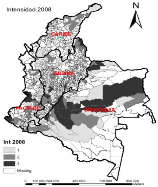 La lucha por el control territorial en Colombia: Un análisis de la dinámica del conflicto armado* PP 92 105 Mapa 3.