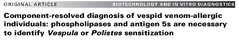 Conclusiones:( Ag(5(i(fosfolipasas(de(Vespula(vulgaris(y(Polistes( dominulus(se(yenen(que(uylizar(en(el(diagnósyco( molecular(de(alergia(a(véspidos.
