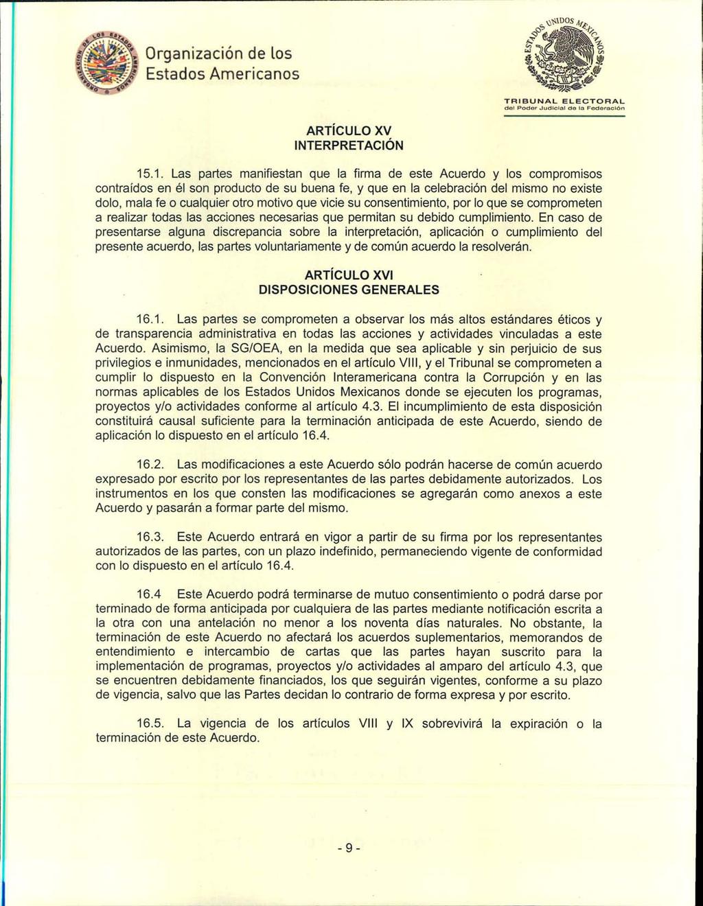 del Poder..Judicial de In Federación ARTíCULO XV INTERPRETACiÓN 15