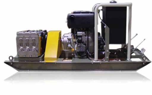 Elepump Pro-Lite DIÉSEL Configuración de bomba de agua de alta presión La configuración Pro-Lite Diésel está compuesta de la bomba de agua de alta presión Elepump KF-30 y un motor diésel Yanmar de