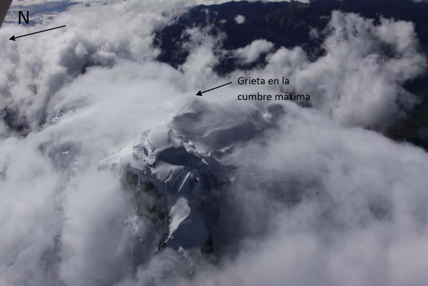 Observaciones visuales Durante el sobrevuelo realizado el 28 de enero de 2017, el volcán se encontraba parcialmente nublado, restringiendo la observación directa de la cumbre.