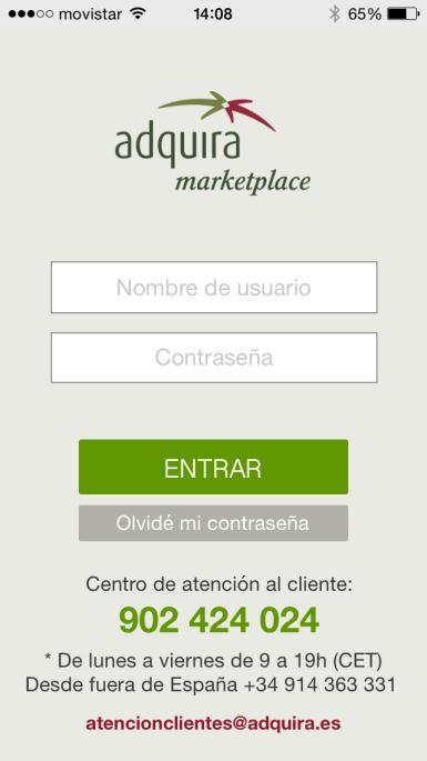 3. Acceso a Adquira Marketplace Mobile 3.1.