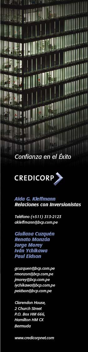Resultados del Segundo Trimestre 2012 Lima, Perú, Agosto 06, 2012 Credicorp (NYSE:BAP) anunció hoy sus resultados no auditados para el 2T12.